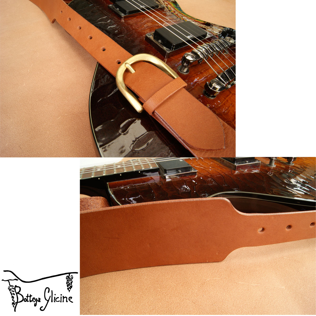 GUITAR STRAP ギターストラップ 栃木レザー - Bottega Glicine